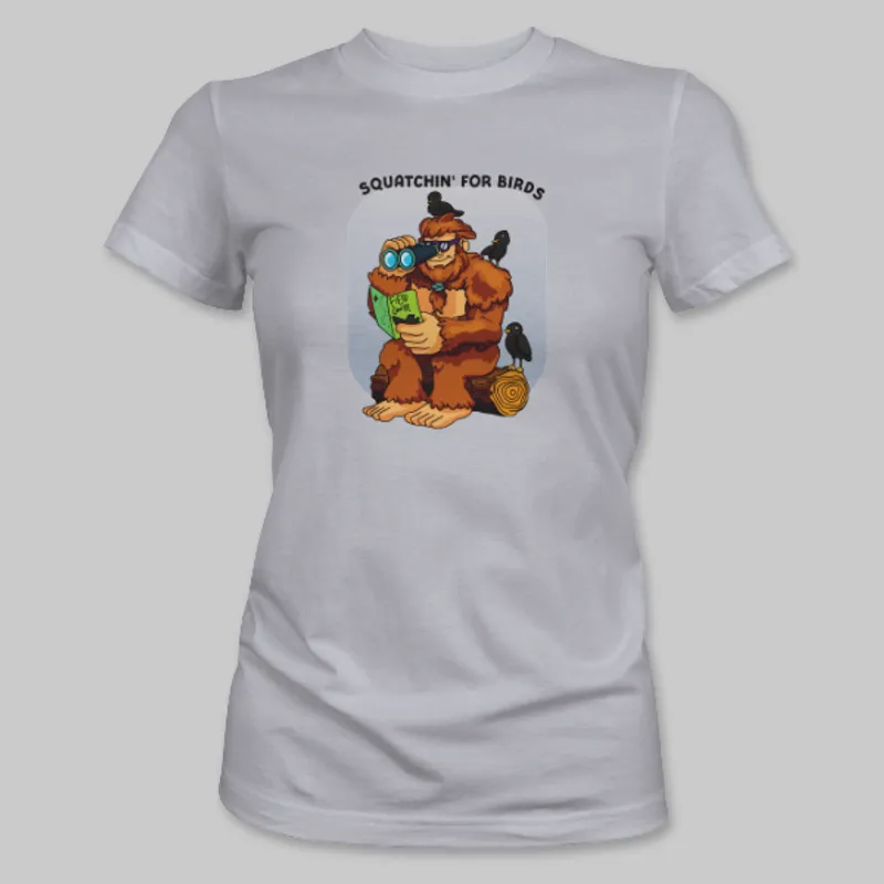 Athletic Grey Bigfoot Birdwatching Tee on the front.