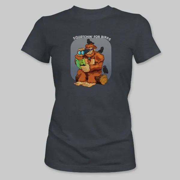 Dark Grey Heather Bigfoot Birdwatching Tee on the front.