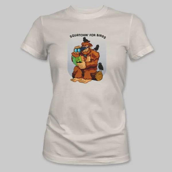 Natural Bigfoot Birdwatching Tee on the front.
