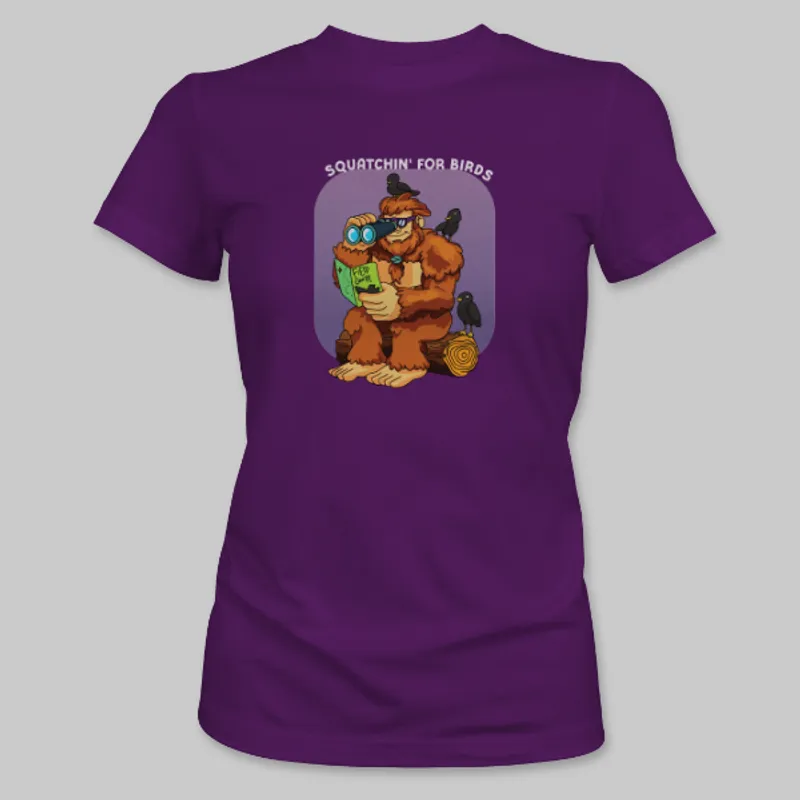 Team Purple Bigfoot Birdwatching Tee on the front.