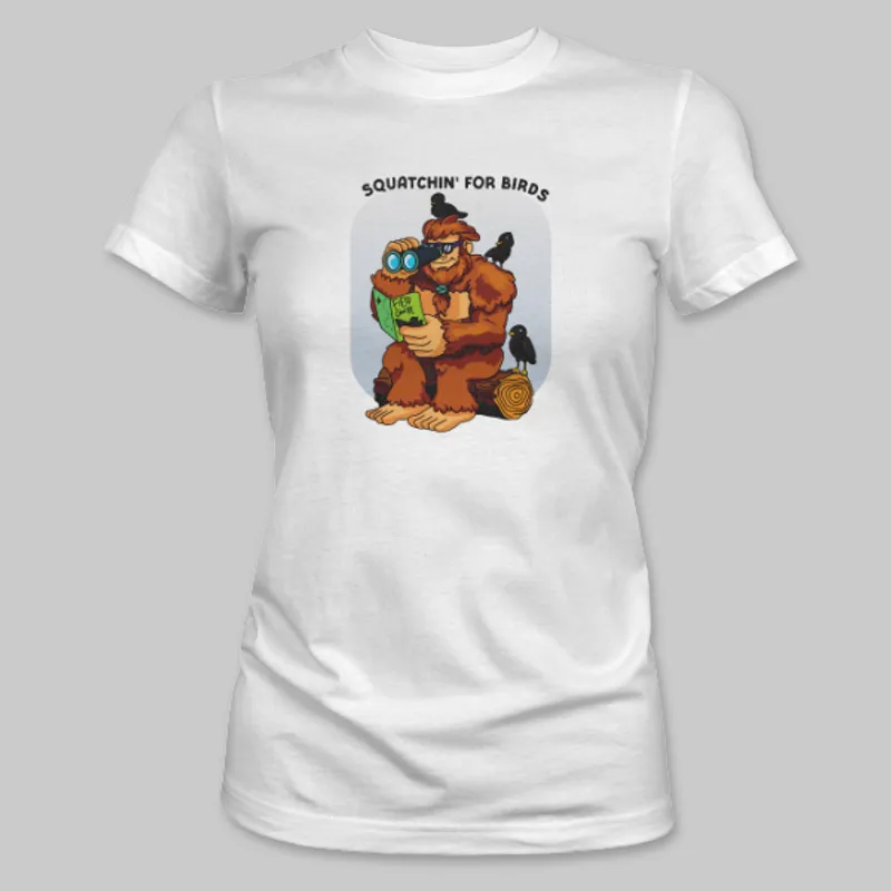 White Bigfoot Birdwatching Tee on the front.