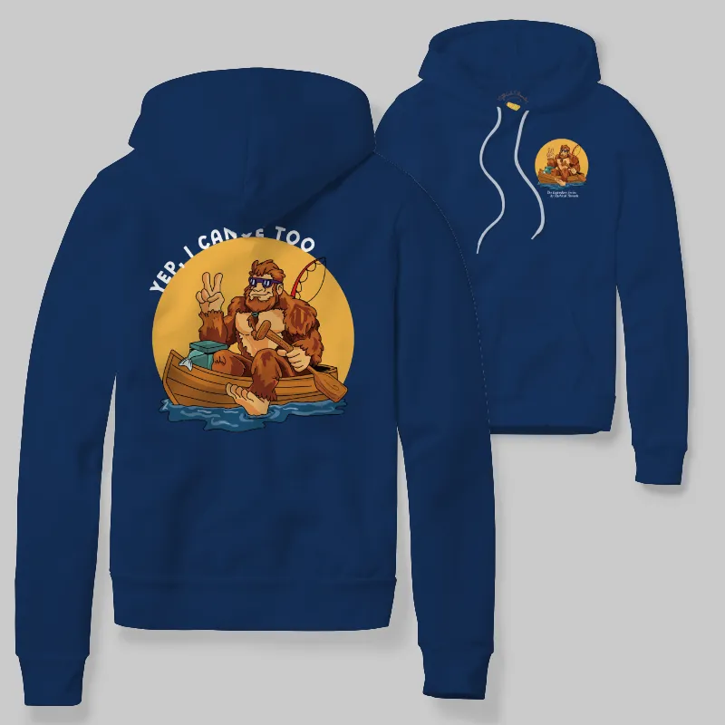 True Royal Hoodie with Bigfoot canoeing graphic