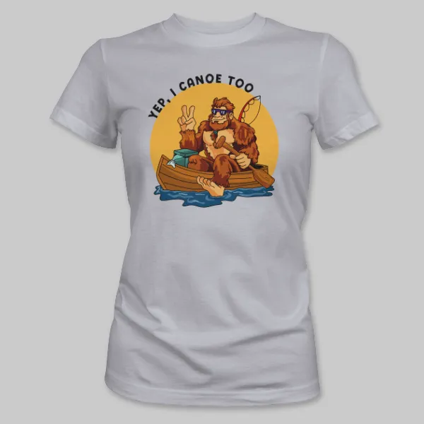 Athletic Grey Bigfoot Canoeing Tee on the front.