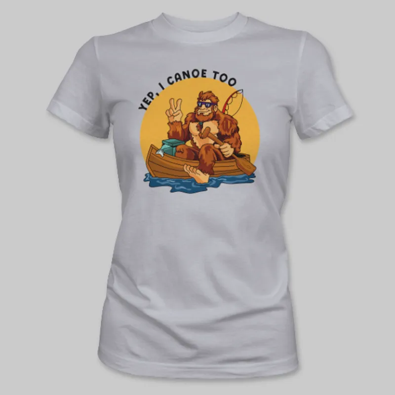 Athletic Grey Bigfoot Canoeing Tee on the front.