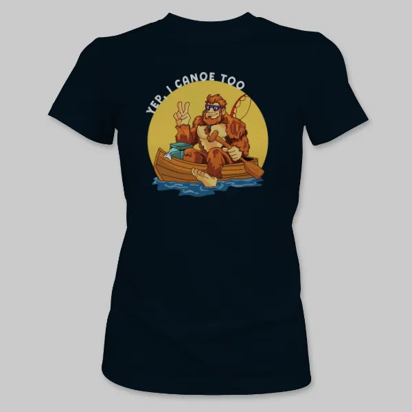 Black Bigfoot Canoeing Tee on the front.