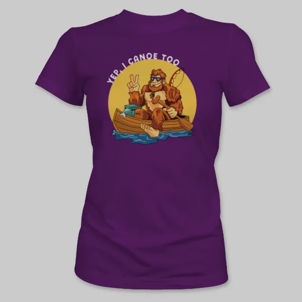 Team Purple Bigfoot Canoeing Tee on the front.