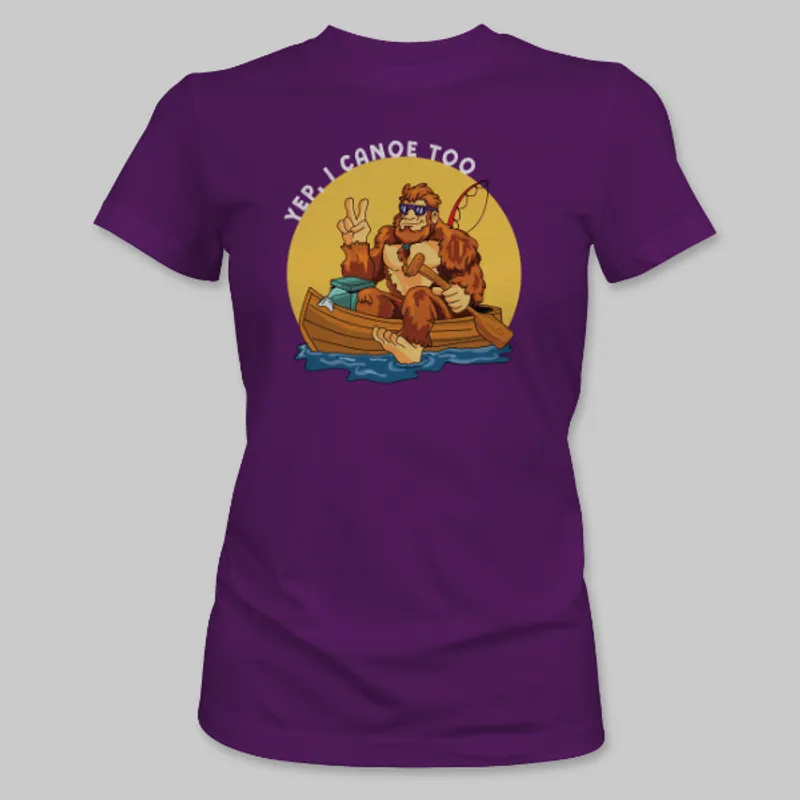 Team Purple Bigfoot Canoeing Tee on the front.
