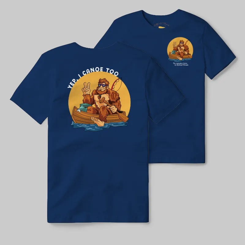 True Royal T-shirt with Bigfoot canoeing graphic