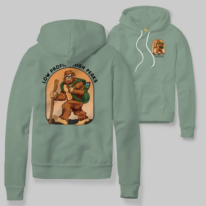 Seafoam Hoodie with Bigfoot hiking graphic