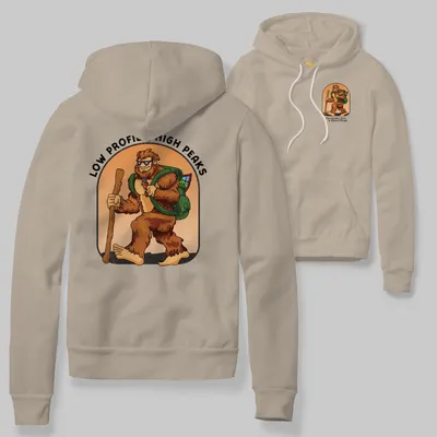 Sandshell Hoodie with Bigfoot hiking graphic