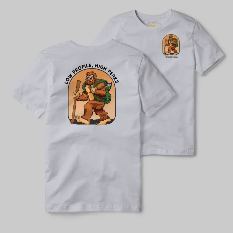 Athletic Grey T-shirt with Bigfoot hiking graphic