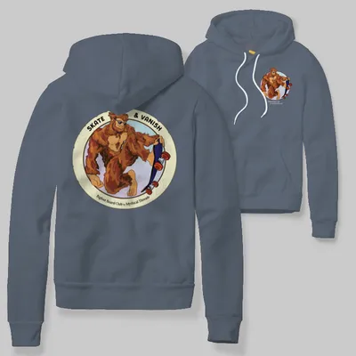 Blue Jean Hoodie with Bigfoot skating graphic