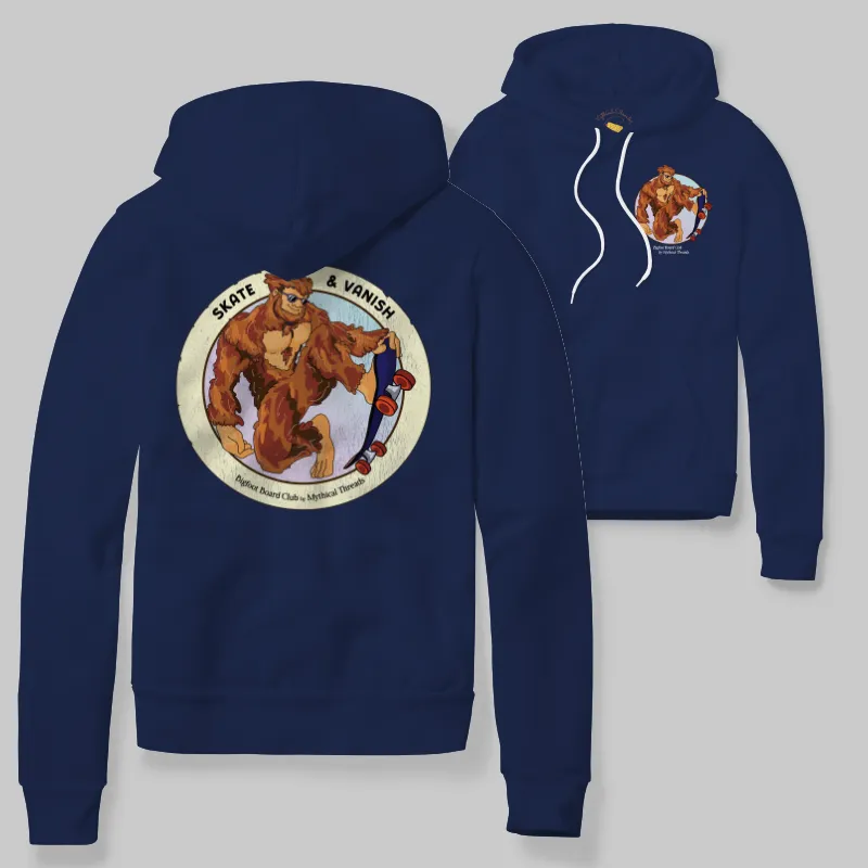 True Navy Hoodie with Bigfoot skating graphic