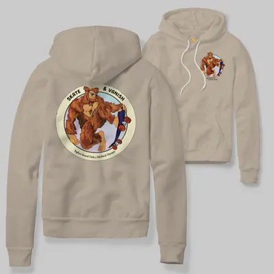 Sandshell Hoodie with Bigfoot skateboarding graphic