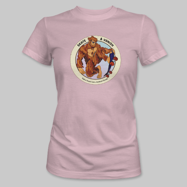 Pink Bigfoot Skateboarding Tee on the front.