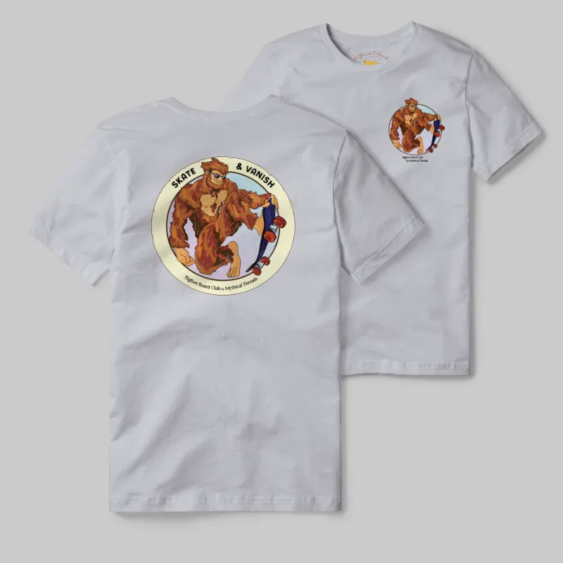 Athletic Grey T-shirt with Bigfoot skateboarding graphic