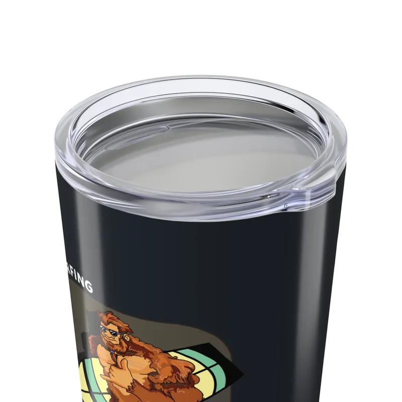 Deep Charcoal tumbler with Bigfoot surfboard graphic