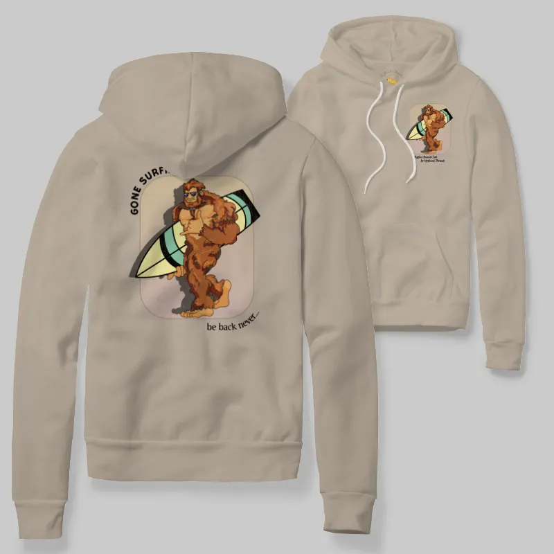 Sandshell Hoodie with Bigfoot surfboarding graphic