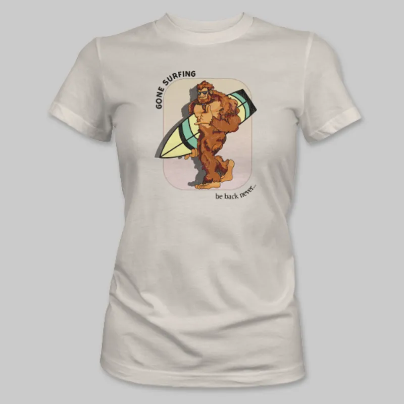 Natural Bigfoot Surfboard Tee on the front.