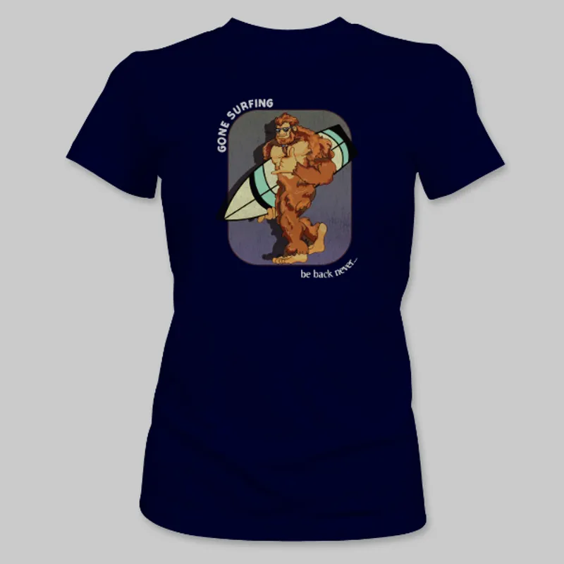 Navy Bigfoot Surfboard Tee on the front.
