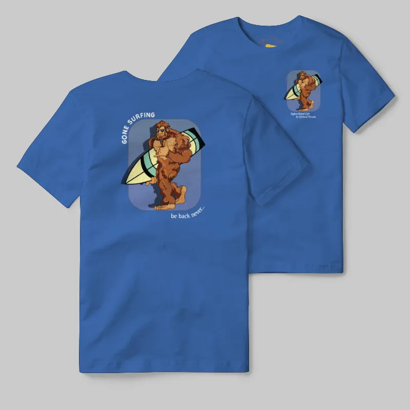 Light Blue T-shirt with Bigfoot surfboard graphic