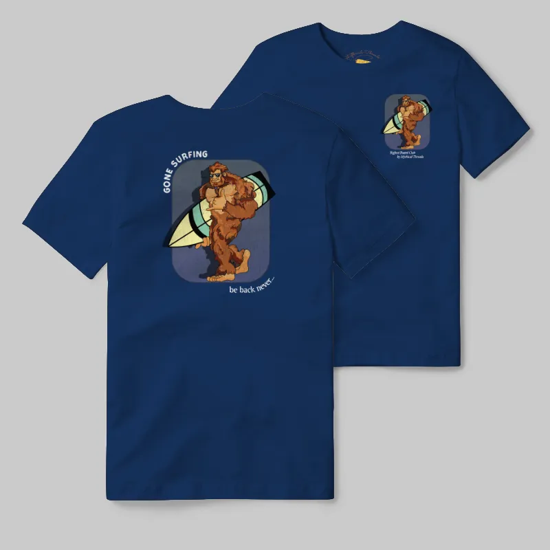 True Royal T-shirt with Bigfoot surfboard graphic
