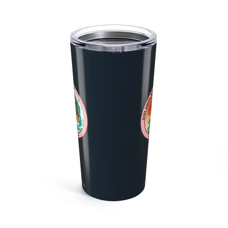 Midnight Surf Blue tumbler with Bigfoot surfing graphic
