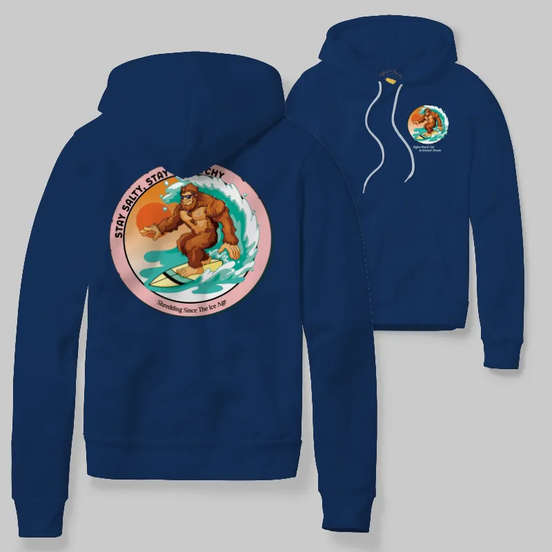 True Royal Hoodie with Bigfoot surfing graphic