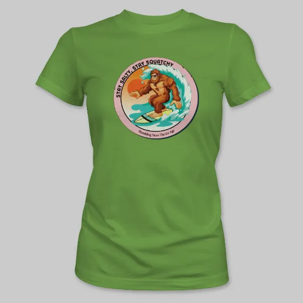 Leaf Green Bigfoot Surfing Tee on the front.