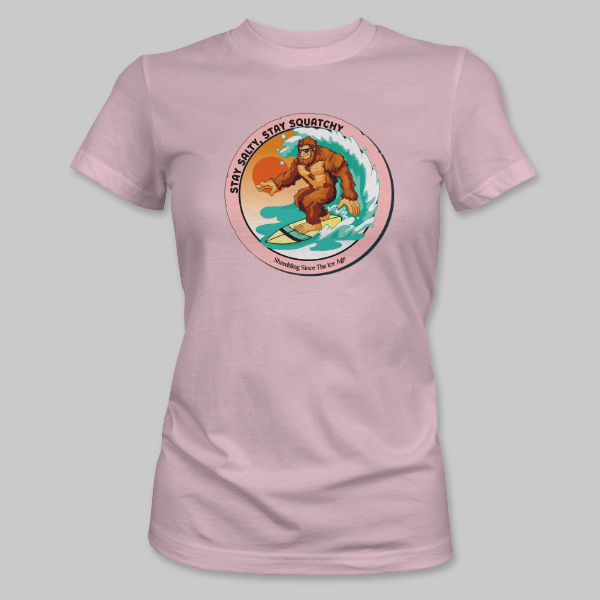Pink Bigfoot Surfing Tee on the front.