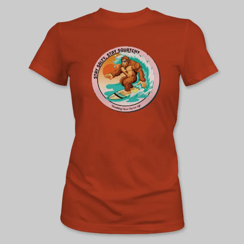 Red Bigfoot Surfing Tee on the front.