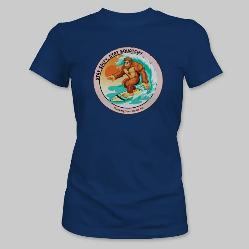 Royal Blue Bigfoot Surfing Tee on the front.