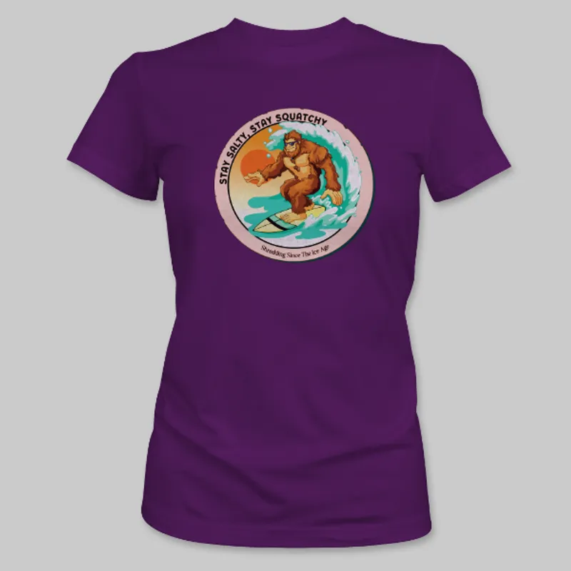 Team Purple Bigfoot Surfing Tee on the front.