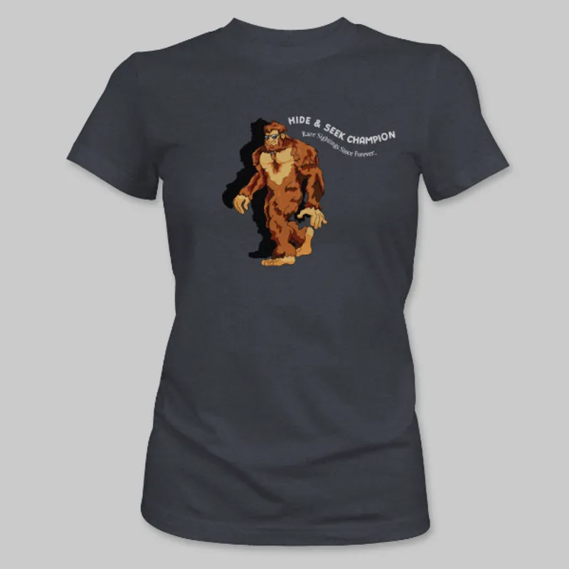 Dark Grey Heather Bigfoot Walking Tee on the front.
