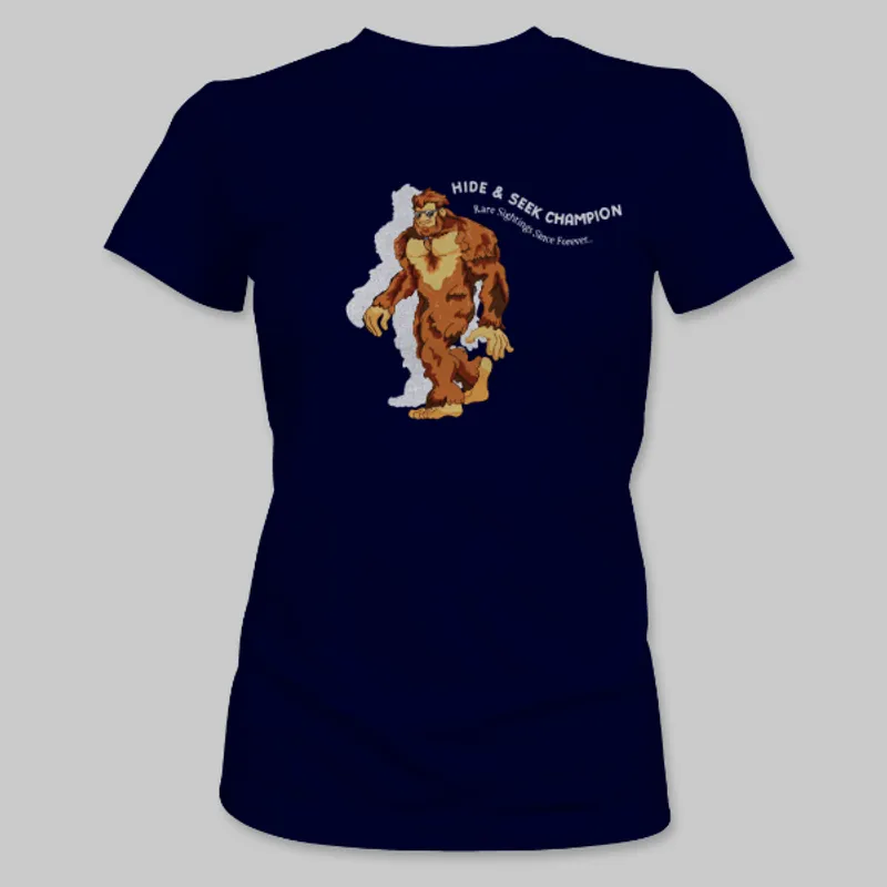 Navy Bigfoot Walking Tee on the front.