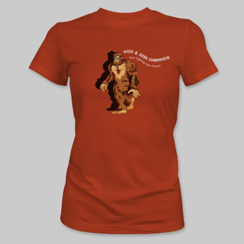 Red Bigfoot Walking Tee on the front.