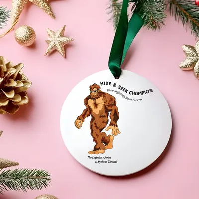White mug with Bigfoot walking graphic