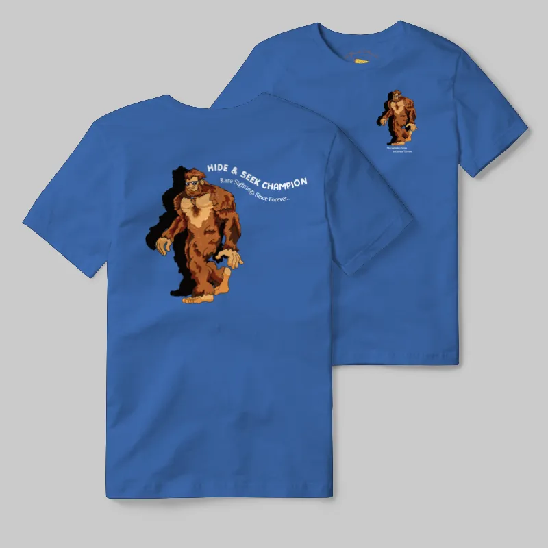 Light Blue T-shirt with Bigfoot walking graphic