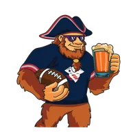 Bigfoot wearing New England Patriots gear