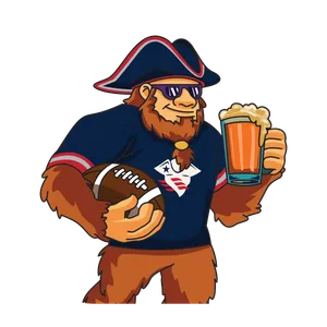 Bigfoot wearing New England Patriots gear