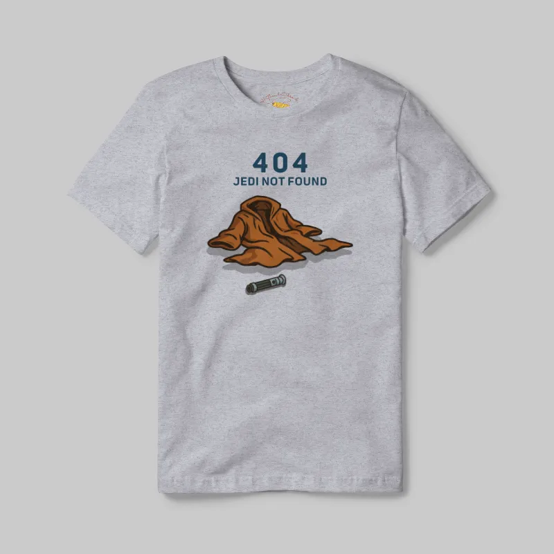 Athletic Grey T-shirt with Jedi 404 not found graphic