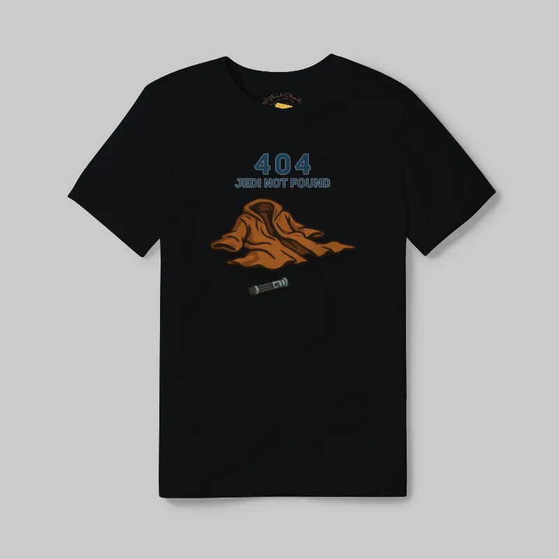 Black T-shirt with Jedi 404 not found graphic