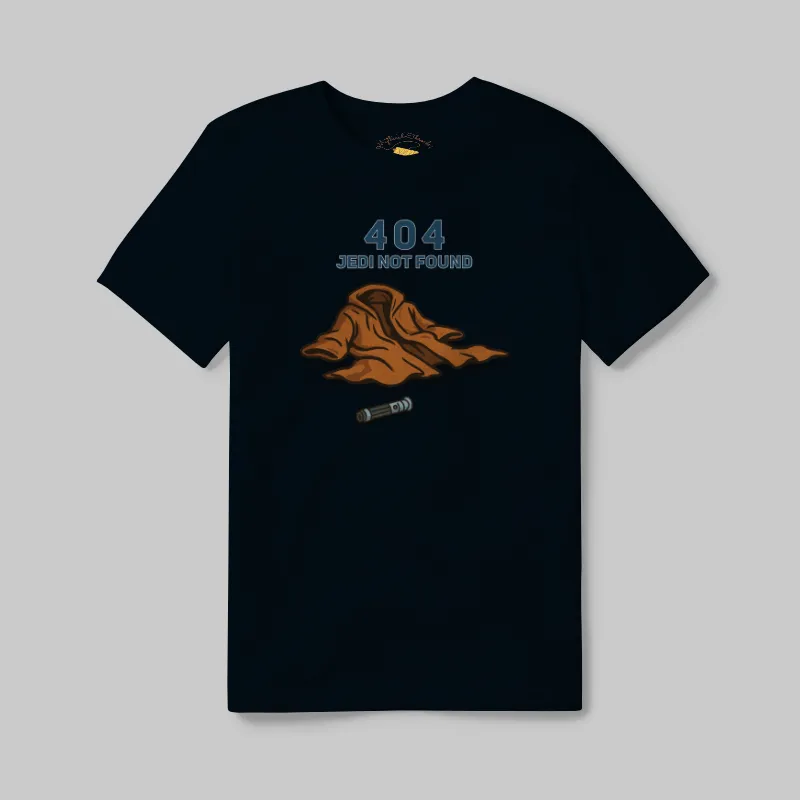 Black Heather T-shirt with Jedi 404 not found graphic
