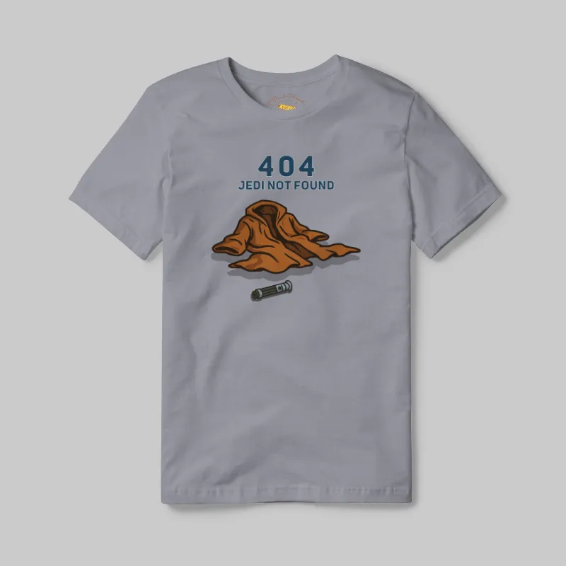 Grey T-shirt with Jedi 404 not found graphic