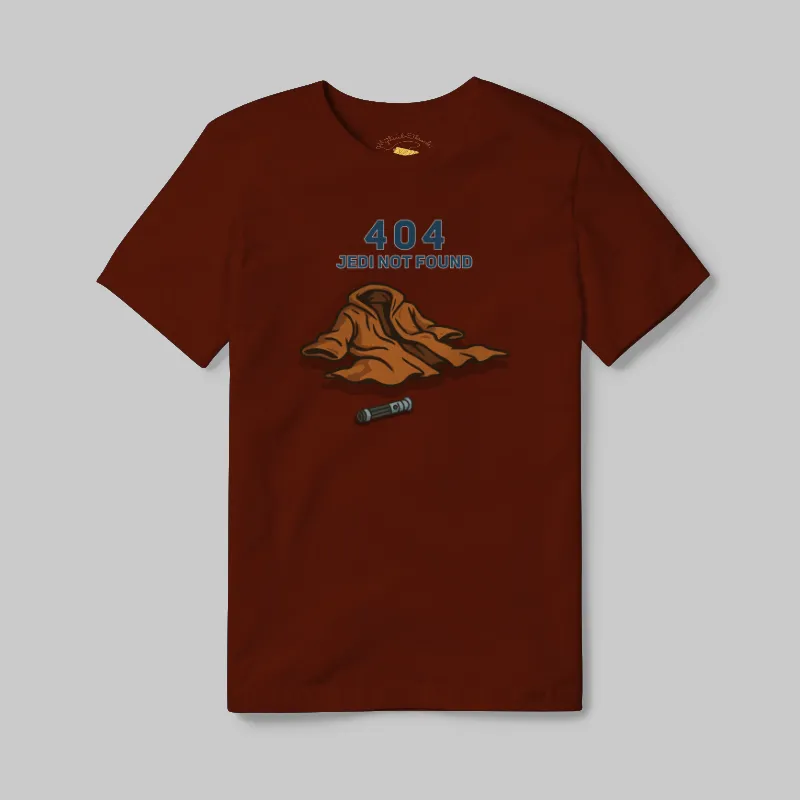 Maroon T-shirt with Jedi 404 not found graphic
