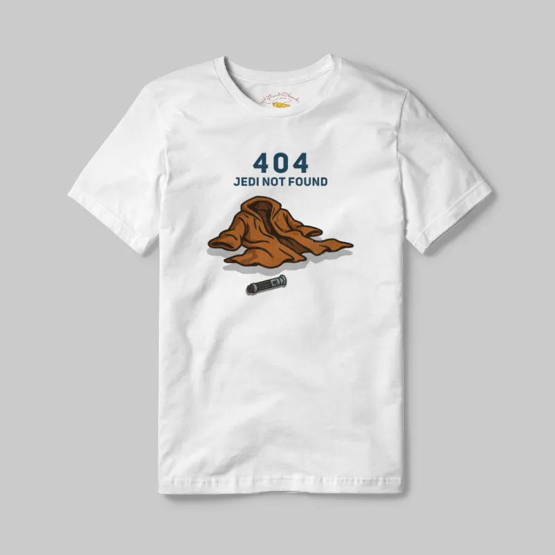White T-shirt with Jedi 404 not found graphic