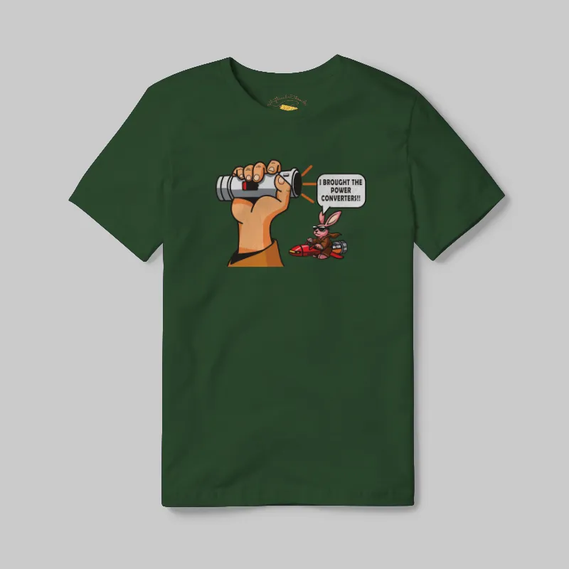 Emerald T-shirt with Dead Lightsaber Power Converters graphic