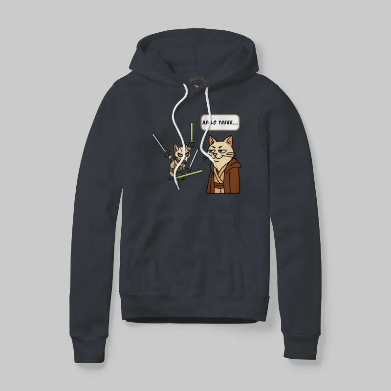 Charcoal Heather Hoodie with Hello There graphic