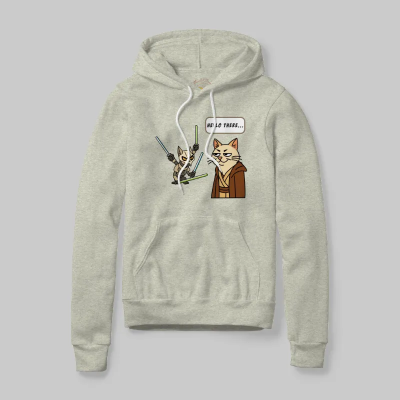 Oatmeal Heather Hoodie with Hello There graphic