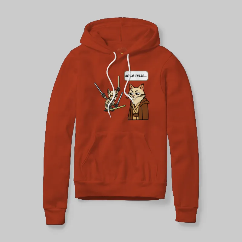Red Hoodie with Hello There graphic